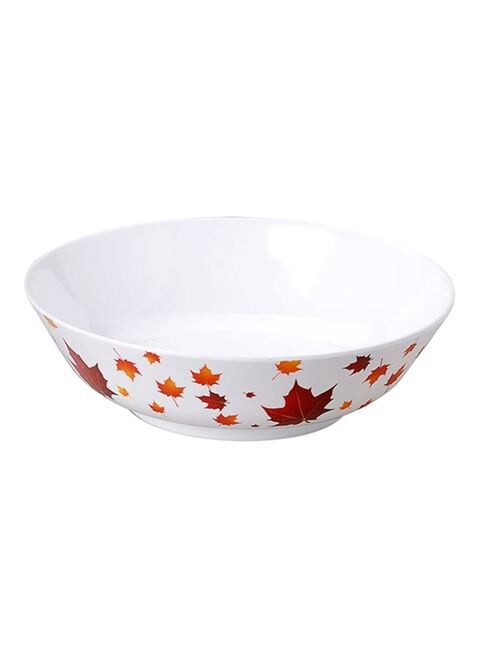 Vintage Leaves Print Melamine Serving Bowl White 21centimeter