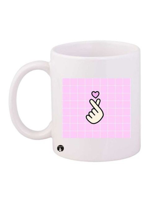 Bp Hand Printed Mug White/Pink/Beige Standard Size