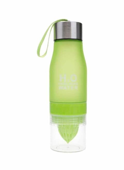 H2O Water Bottle With Fruit Juice Infuser Green/Silver/Clear 24x7cm