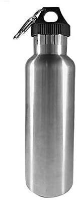 Generic Single Wall Stainless Steel Water Bottle With Free Carabiner Hook 750ml Silver Color Black Cap