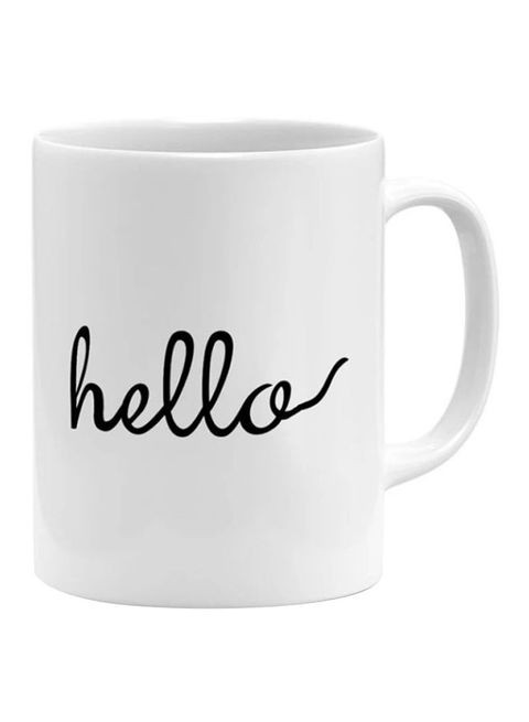 Generic Hello Printed Mug White/Black 11Ounce