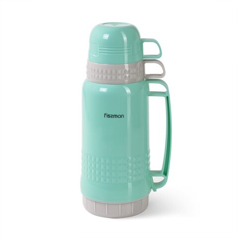 Fissman Vacuum Flask 1000 ml Aquamarine - Plastic Case With Glass Liner