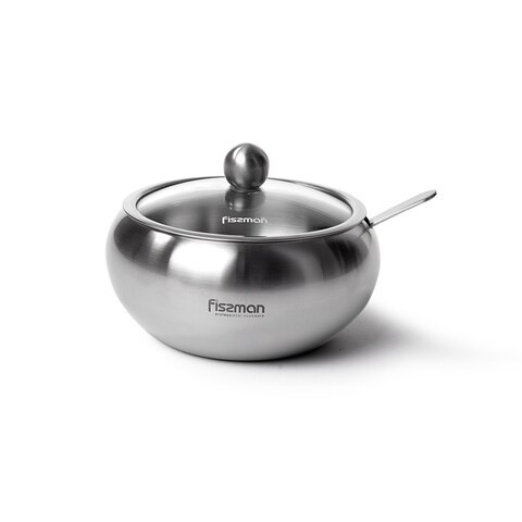 Fissman Sugar Bowl With Glass Lid And Spoon 560 ml