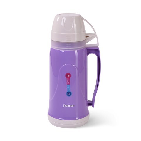 Fissman Vacuum Flask 1000 ml Violet - Plastic Case With Glass Liner