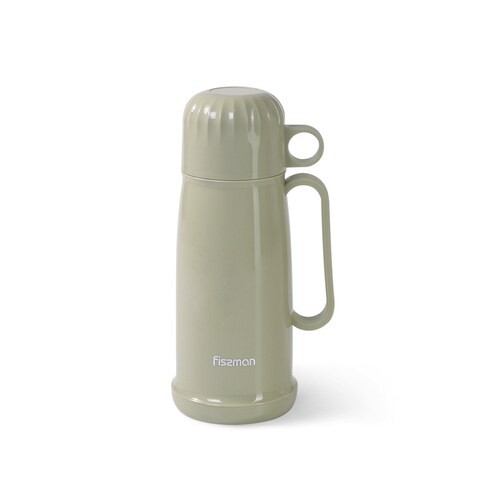 Fissman Vacuum Flask 450 ml Olive - Plastic Case With Glass Liner