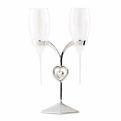 Weddingstar Clear Glass Flutes with Silver Plated Stand