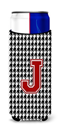 Caroline&#39;s Treasures Cj1021-Jmuk Monogram - Houndstooth Letter J Ultra Beverage Insulators For Slim Cans, Slim Can, Multicolor