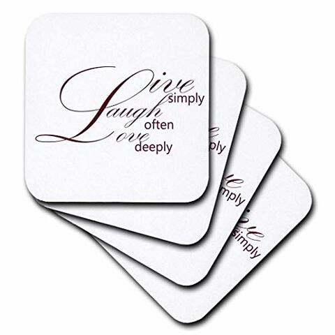 3dRose Live Simply, Laugh Often, Love Deeply-Inspirational Words-Soft Coasters, Set of 8 (CST_79138_2)