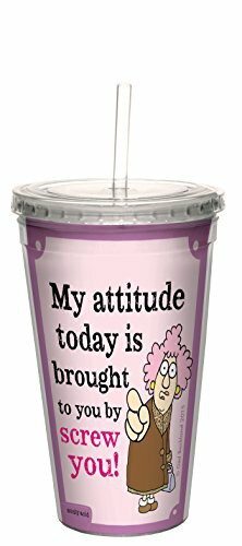 Tree-Free Greetings 16-Ounce Double-Walled Cool Cup with Reusable Straw, Aunty Acid Attitude Today