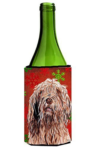 Caroline&#39;s Treasures Sc9757Literk Otterhound Red Snowflakes Holiday Wine Bottle Beverage Insulator Hugger, Wine Bottle, Multicolor