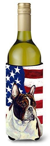 Caroline&#39;s Treasures Lh9006Literk Usa American Flag With French Bulldog Wine Bottle Beverage Insulator Beverage Insulator Hugger, Wine Bottle, Multicolor