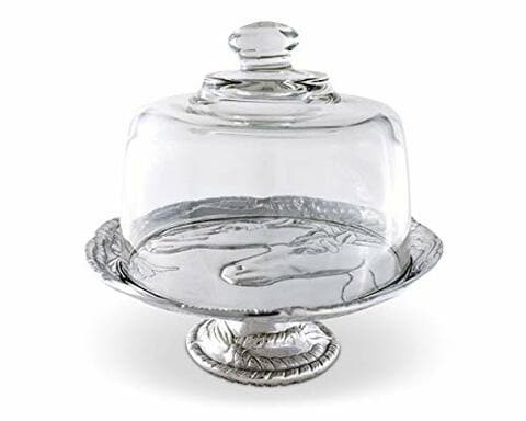 Arthur Court Designs Aluminum 8 Horse Footed Plate with Glass Dome