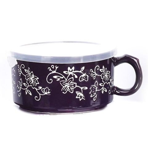 temp-tations Floral Lace Meal Mug with Gift Box - Eggplant