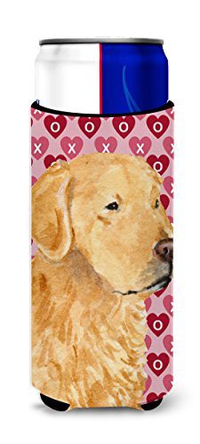 Caroline&#39;s Treasures Ss4476Muk Golden Retriever Hearts Love Valentine&#39;s Day Ultra Beverage Insulators For Slim Cans, Slim Can, Multicolor