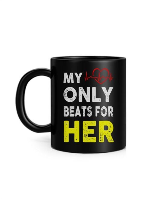 FMstyles My Heart Only Beats for HER Printed Mug Black 10 cm