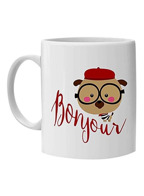 FMstyles Bonjour Printed Mug White 10 cm