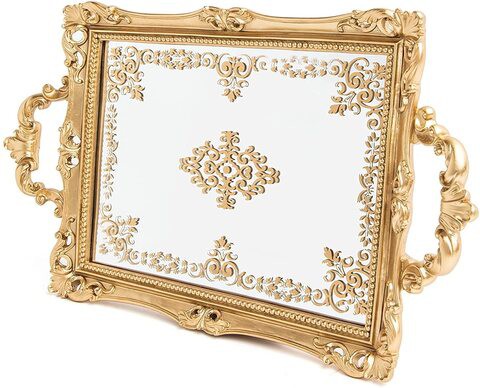 Luxury Gold Silvery Decorative Antique Storage Mirror Tray