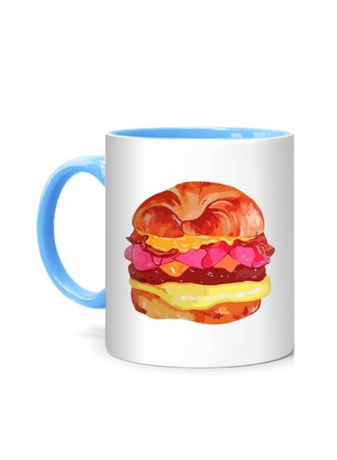 FMstyles Croissanwich Blue Inner Mug Printed Mug White/Blue 10 cm