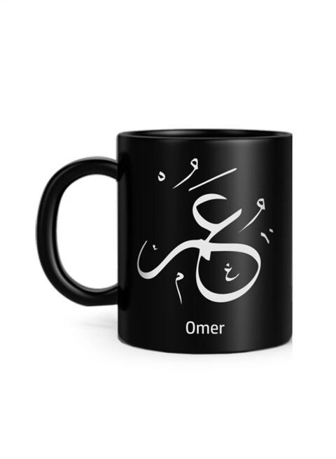 FMstyles Arabic Calligraphy Name Omer Printed Mug Black 10 cm