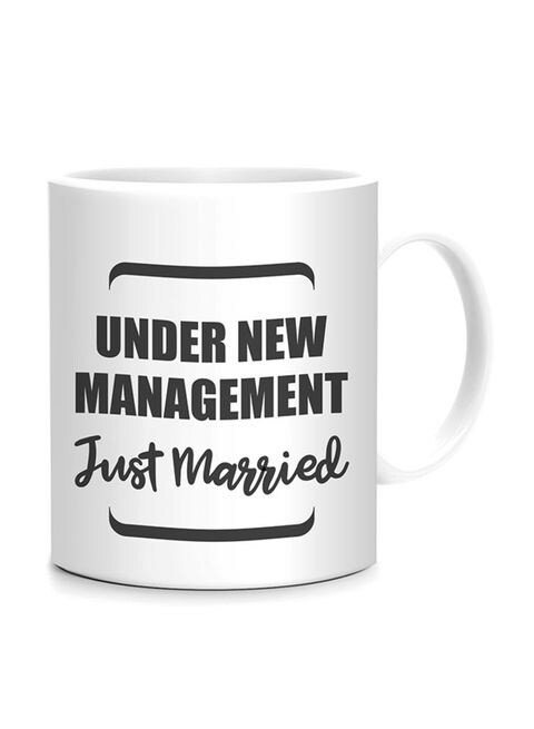 FMstyles Just Married Printed Mug White/Black 10 cm