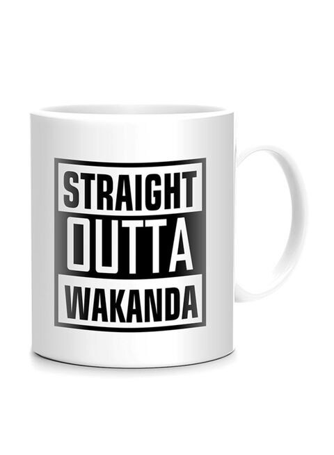 كوب بطبعة FMstyles Straight Outta Wakanda أبيض/أسود 10 سم