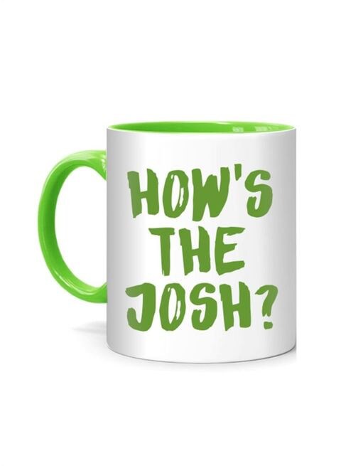 كوب بطبعة How's the Josh أبيض/أخضر 10 سم