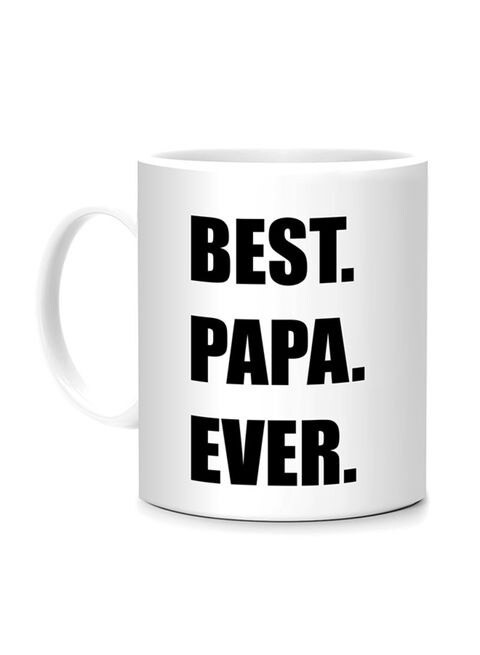 FMstyles Best Papa Ever Printed Mug White/Black 10 cm