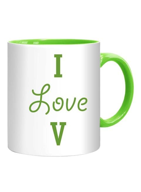 FMstyles I Love V Mug White/Green 10 cm