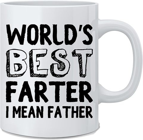 Mad Ink Fashions World&#39;s Best Farter I Mean Father - Funny Mug - White 330ml Novelty Coffee Mug