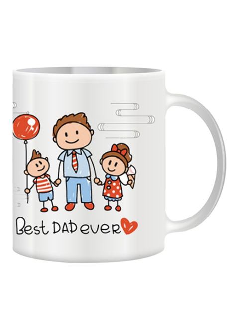 Giftex Cartoon Character With Best Dad Mug White/Beige/Red 11Ounce