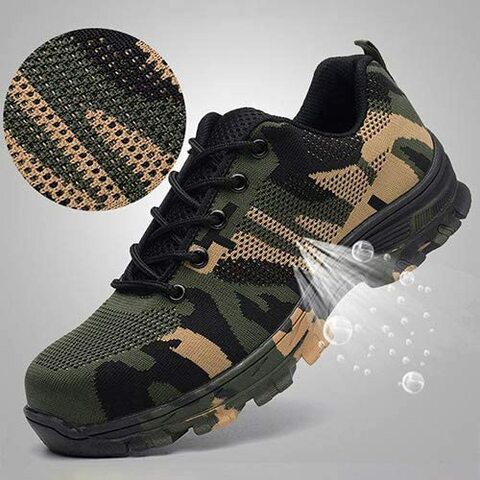 Steel Toe Work Shoes for Men Work Steel Toe Shoes Industrial Steel Toe Shoes for Women and Men Camo Steel-Toe Safety Sport Shoes Lightweight Industrial Construction Shoe EU SIZE (43)