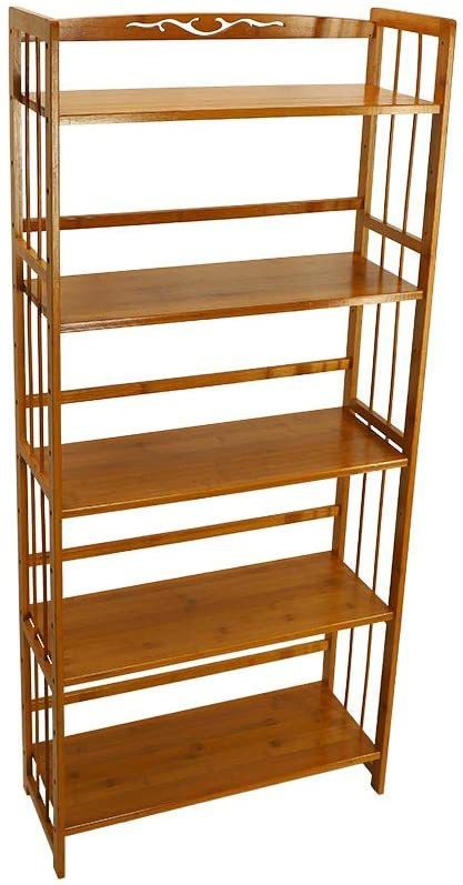 YATAI 5-Tier Bamboo Wood Bookshelf Cabinet