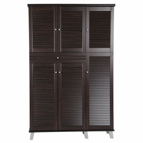 Homes r us Adi Shoe Cabinet - Chocolate - 114 X 39 X 178 Cms