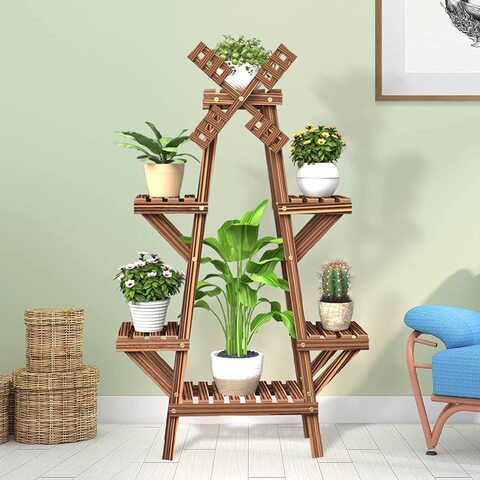 LINGWEI Wooden Made Anticorrosive Multifunctional Flower Stand Multilayer stand Pest control Wooden Shelf Rack Holder Planter Pots