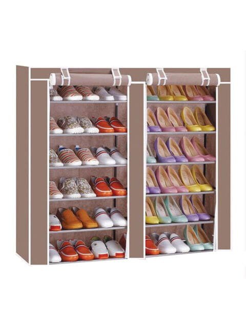 Generic Double Shoes Rack Closet Storage Organizer Light Brown One Size