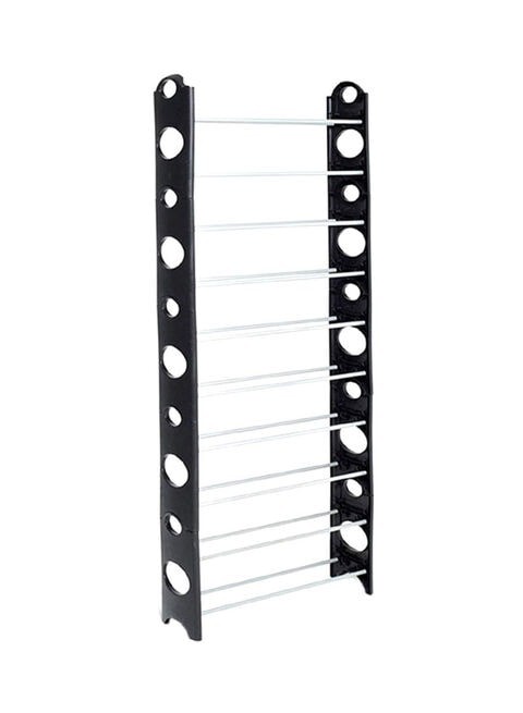 Generic 10 Layers Stackable Shoe Rack Black/Silver 64X26X158cm