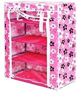 Multipurpose Portable Folding Shoe Rack for Home with Cover Shoe Cabinet Rack Organizer (Pack of 1 Unit).