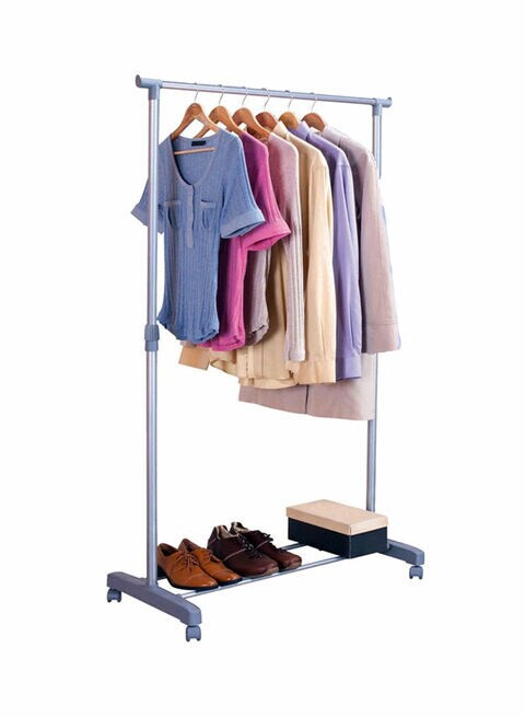 Rolling Garment And Shoe Rack Silver 88x43x97centimeter