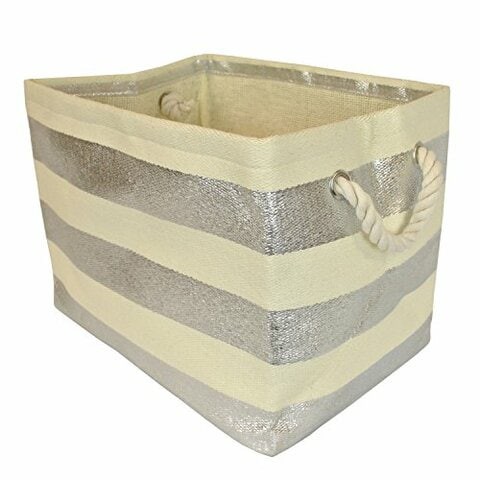 Dii, Woven Paper Storage Bin, Collapsible, 17X12X12&quot;, Rugby Silver, Large Bin