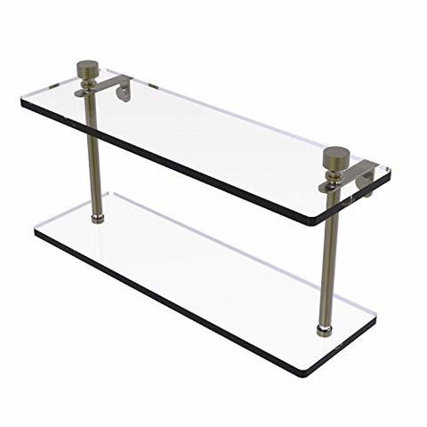 Allied Precision Industries Allied Brass Ft-2/16 Foxtrot Collection 16 Inch Two Tiered Glass Shelf, Antique Brass