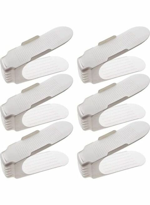 Generic 6-Piece Space Saving Shoes Storage Organiser Set White 10 X 14 X 25cm