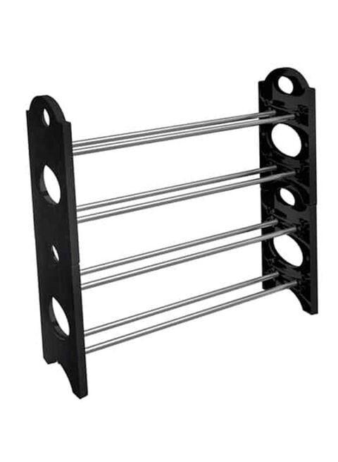 Generic 4 Layer Stackable Shoe Rack Black/White 25x25x7.9centimeter