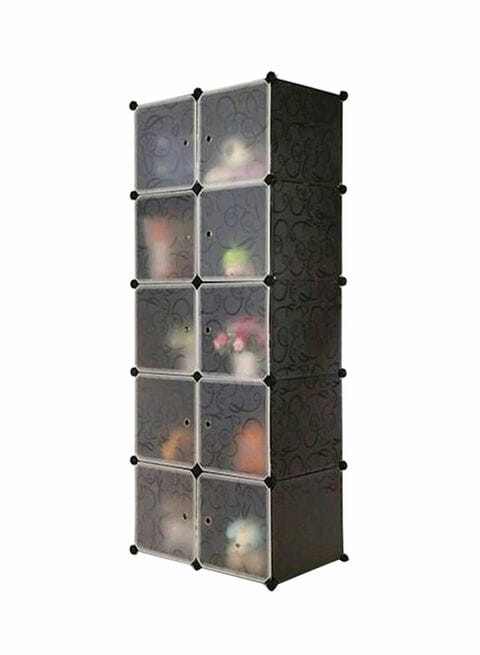 10-Cube DIY Wardrobe Black 75 x 46.5 x 162centimeter