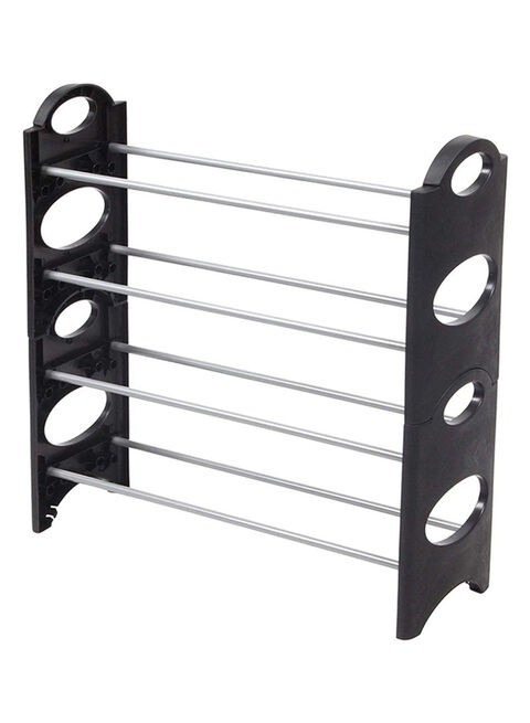 Generic 4 Layer Stackable Shoe Rack Black/Silver