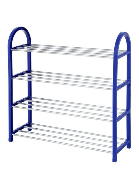 Generic 4-Tier Shoe Rack Blue/Silver 58X18X5Centimeter