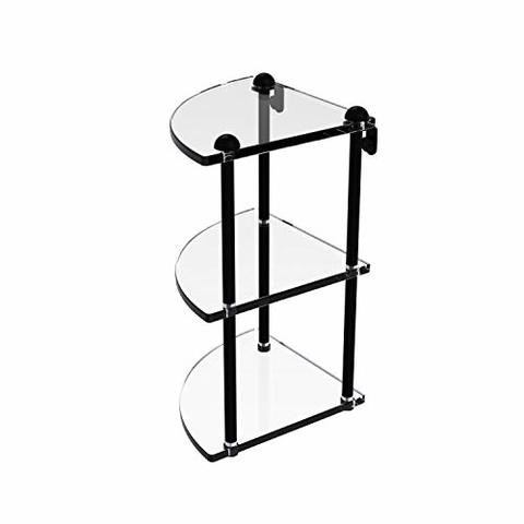 Allied Precision Industries Allied Brass Rc-6 Three Tier Corner Glass Shelf, Matte Black