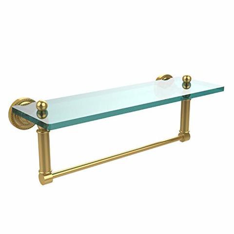 Allied Precision Industries Allied Brass Dt-1Tb/16-Pb Glass Shelf With Towel Bar, 16-Inch X 5-Inch