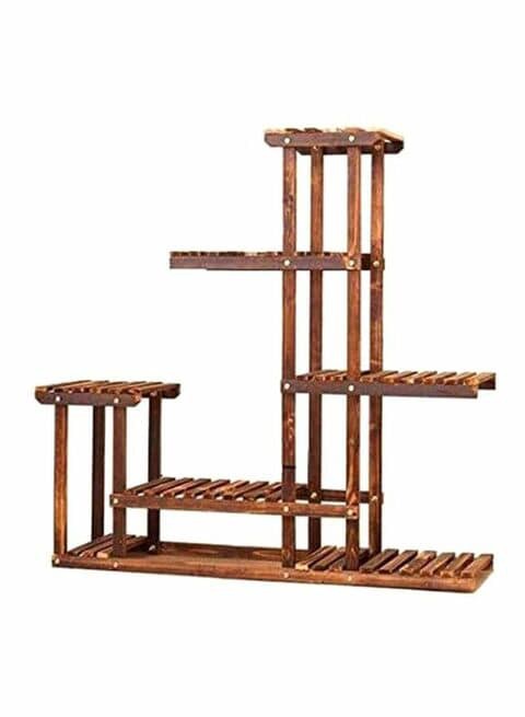 East Lady Multi-Layer Plant Stand Shelves Brown 98x25x98cm