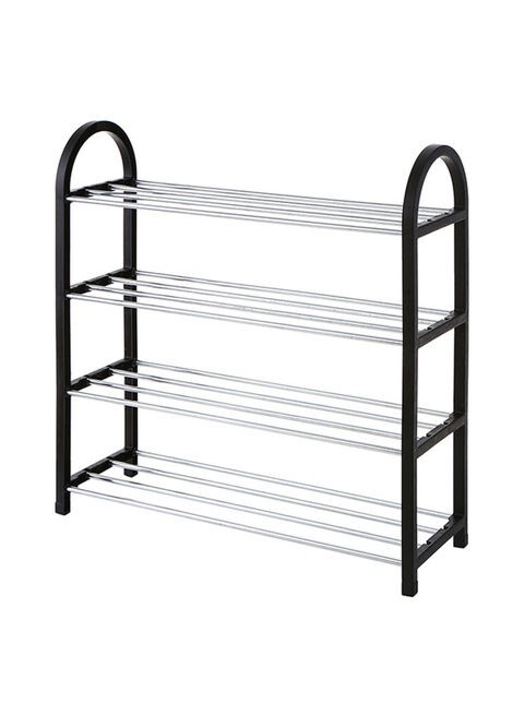 Generic 4-Tier Shoe Tower Rack Black/Silver 58x5x18centimeter