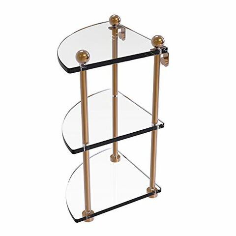 Allied Precision Industries Allied Brass Pr-6 Three Tier Corner Glass Shelf, Brushed Bronze